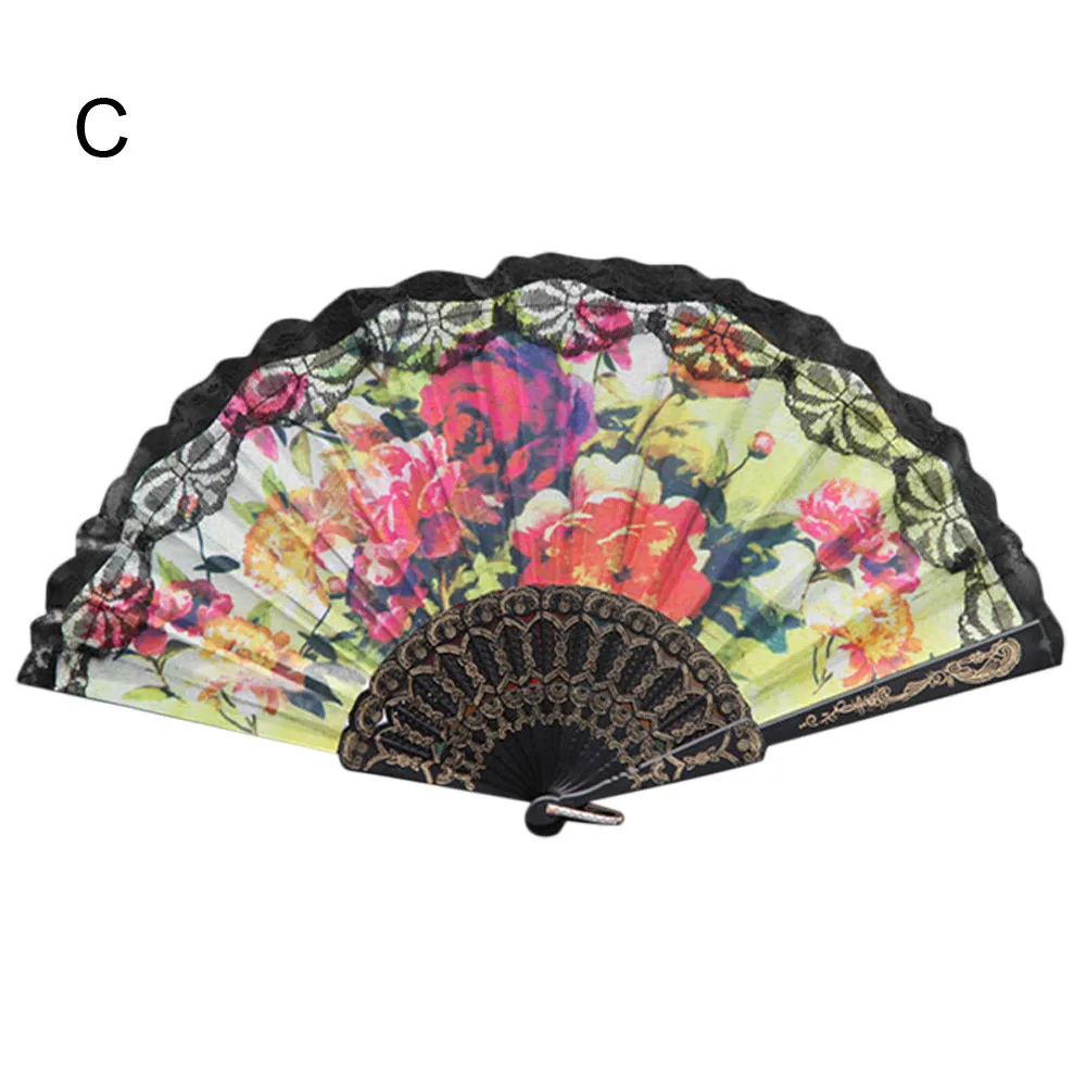 wedding fans hand Chinese Style hand folding fan Lace Hand Held Folding Fan Dance Party Wedding Ventagli Marriage#0821