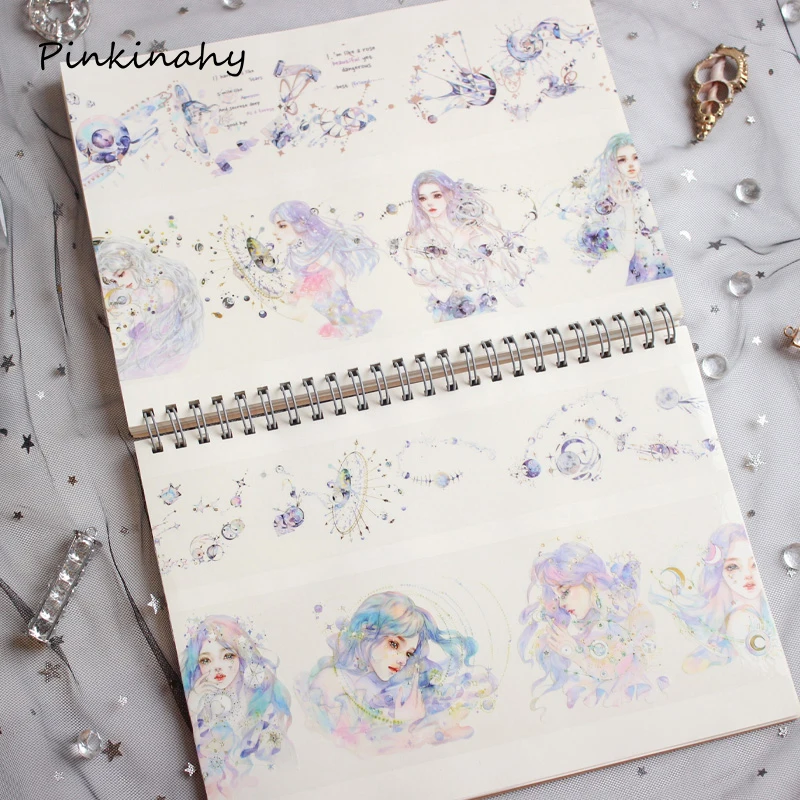 

Starry sky Journaling Decorative Transparent Masking Washi Tape Japanese Stationery Stickers Scrapbooking School Supplies JD060