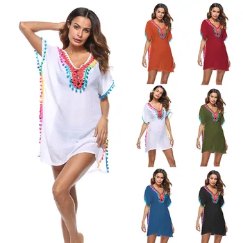 

Swimsuit Dress Beach Pareo On The Summer Swim Cape For Women's Swimwear Cover Up New Crochet Spliced Shirt 2019 Patchwork