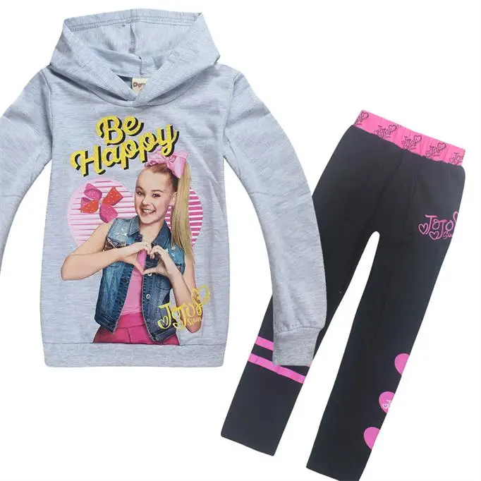 New spring autumn girls JOJO Siwa clothes sets sweatshirt+ Pants full sleeve clothing Suit children Sport cotton kids wear