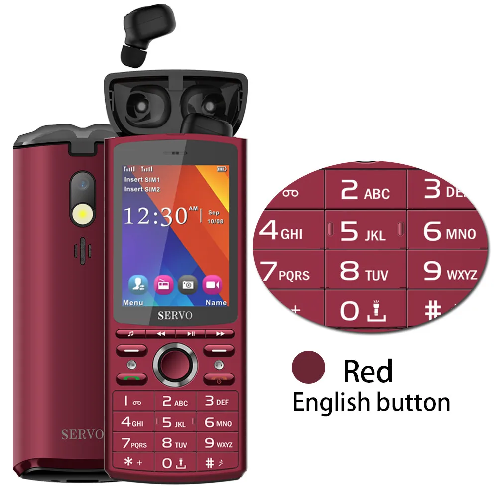 SERVO R25 2," мобильный телефон две sim-карты с Bluetooth 5,0 TWS беспроводные наушники 6000 мАч power Bank GSM WCDMA GPRS мобильный телефон - Цвет: Red English button