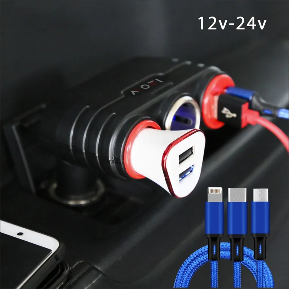 Автомобильный стиль wupp прикуриватель розетка 2 способ Зажигалка сплиттер зарядное устройство адаптер питания двойной USB td0725 Прямая поставка
