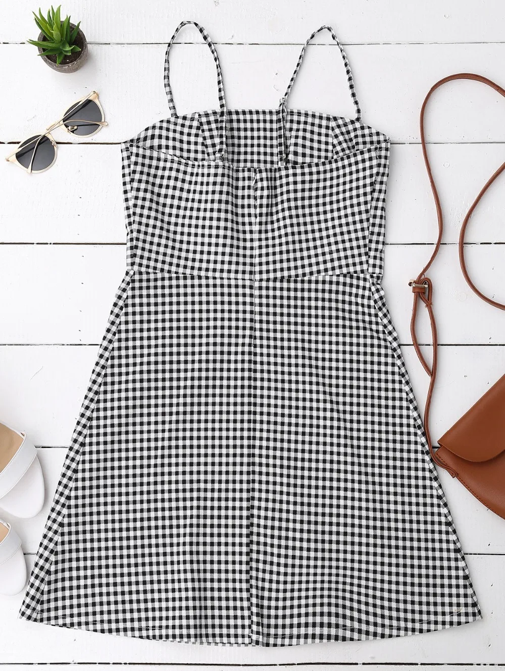 AZULINA Plaid Dress Sleeveless Checked Slip Back Zipper Mini Sun Dress Beach Women Casual Sexy Robe Femme Ladies Dresses Vestido 9