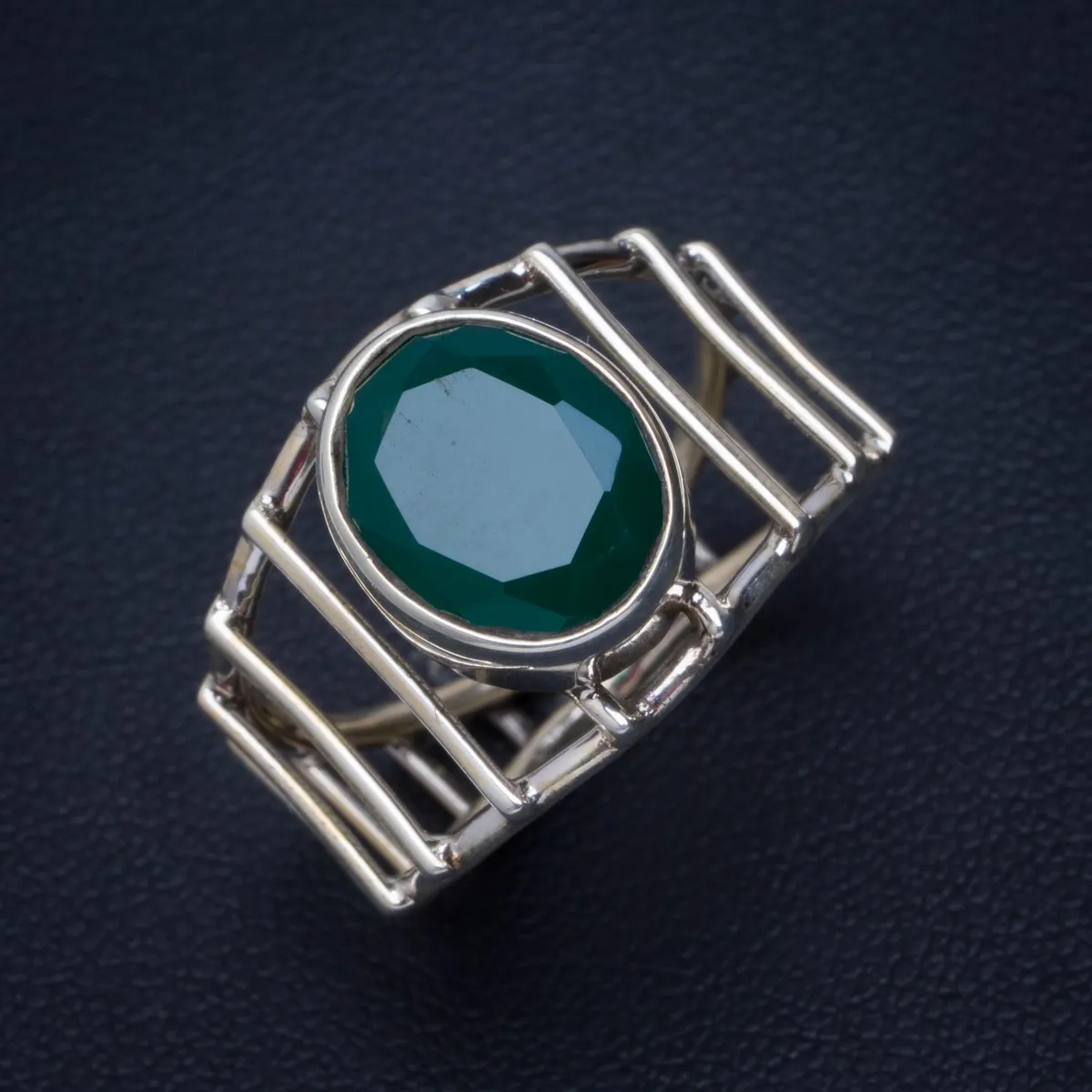 Кольцо из серебра 925 пробы с натуральным Chrysoprase 8 5 B1120 | Украшения и аксессуары