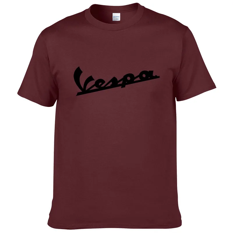Vespa футболка для мужчин забавная Vespa Футболка хлопок Лето короткий рукав круглый вырез футболки для мужчин#194 - Цвет: Dark red