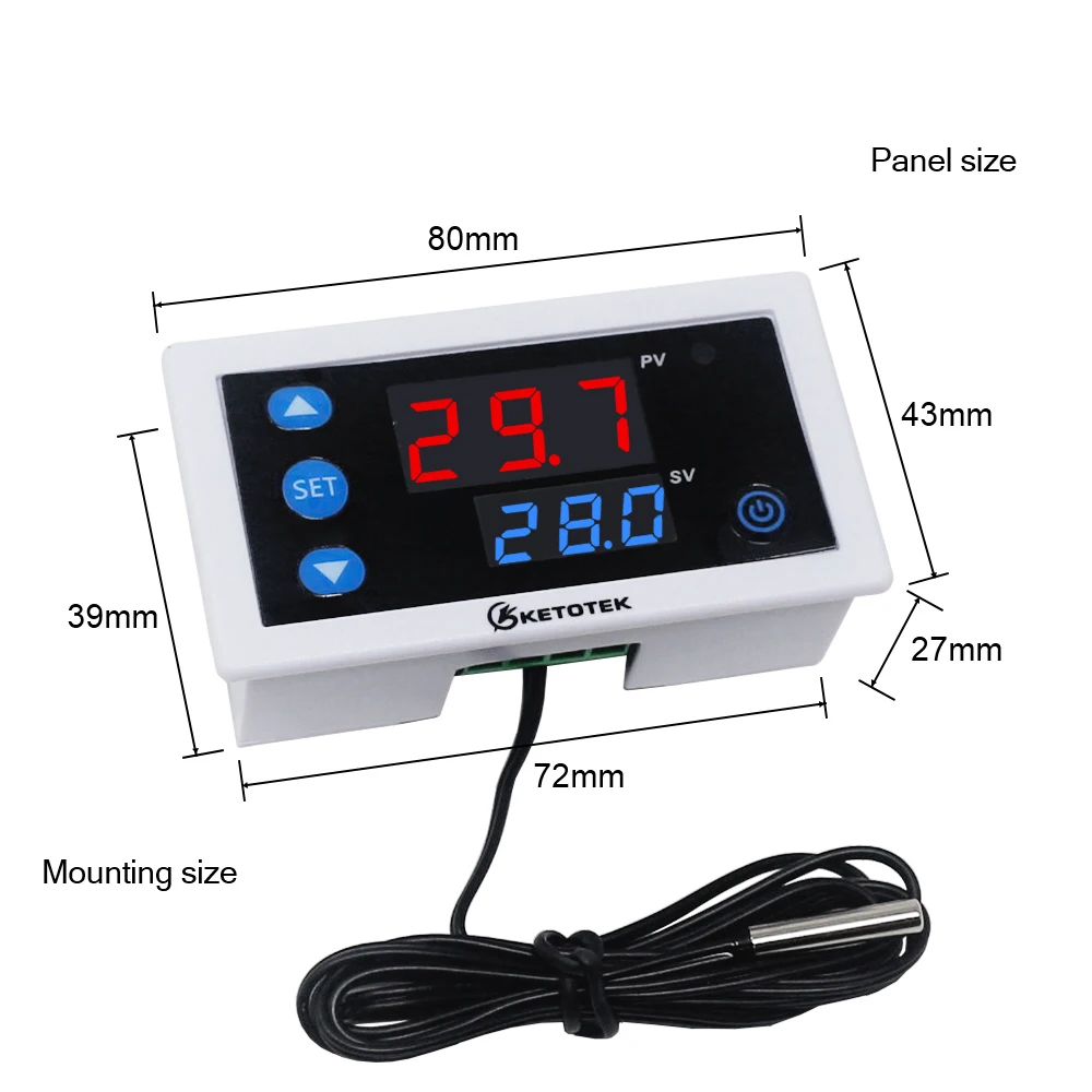 KT3003 цифровой светодиодный релейный термометр, регулирующий термостат, регулятор температуры для инкубатора, термостат для охлаждения