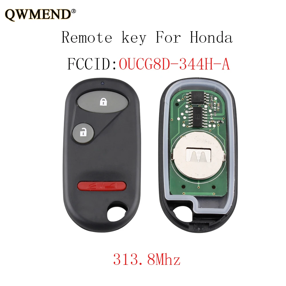 

QWMEND 2+1 Buttons Replacement Remote key For Honda Element 2005 2006 2007 2008 2009 2010 2011 OUCG8D-344H-A Car key