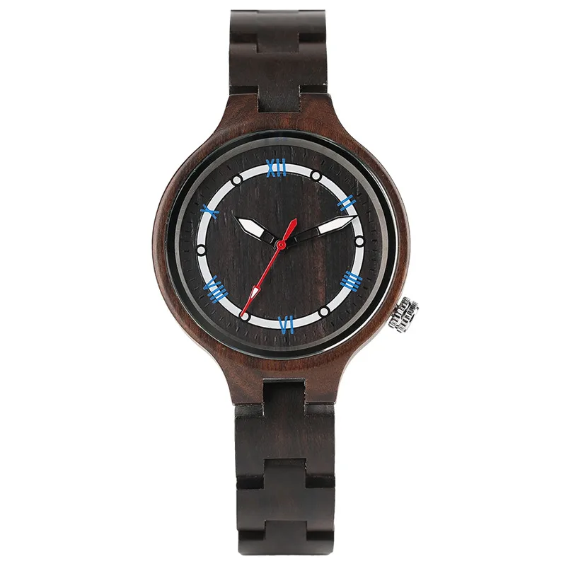 Casual Black Brown Zebra Stripes Sandalwood Natural Handmade Full Wooden Women Quartz Watches Sisters Sports Watch Gifts (7)
