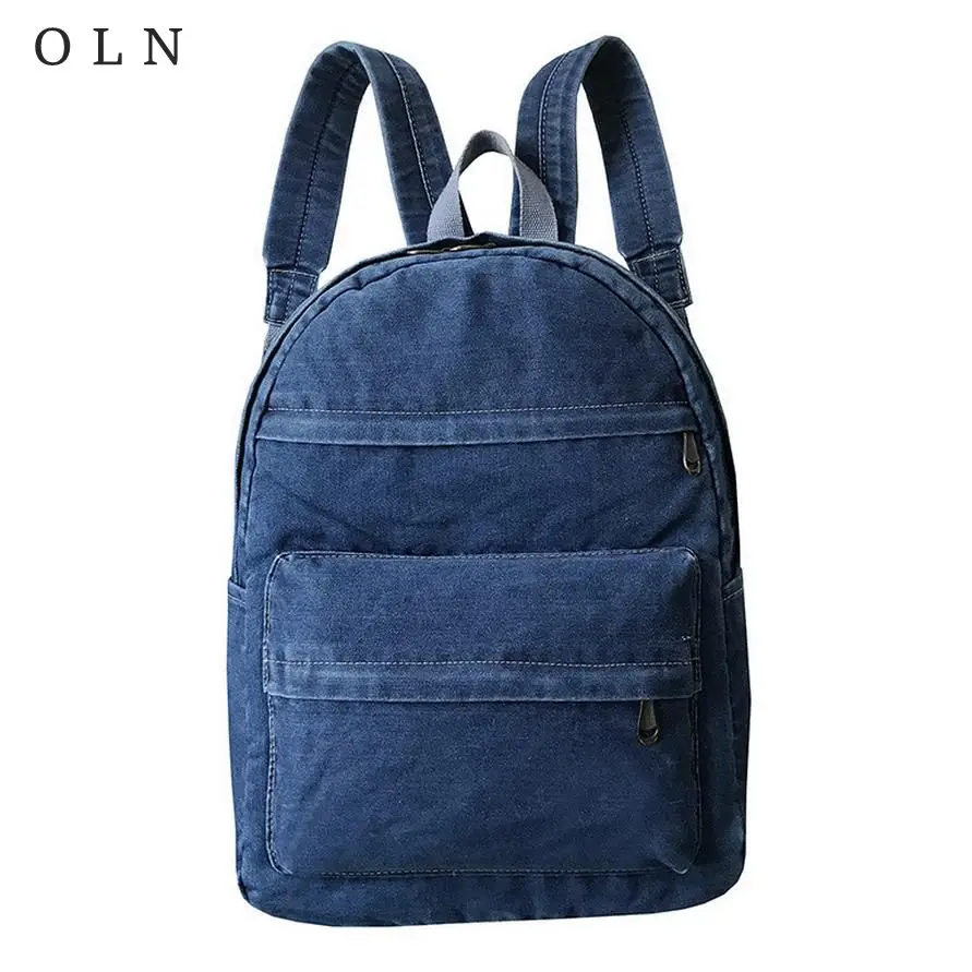 

OLN Women Denim Backpack Girls Casual Jeans Backpack Daily School bag Bookbag Fashion Travel Shoulder bag Classic Female Mochila