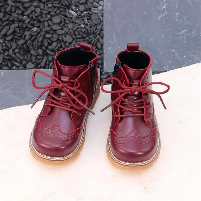 Детские ботинки из натуральной кожи; детские ботинки для девочек и мальчиков; Повседневная прогулочная обувь для отдыха на открытом воздухе; осенне-зимняя обувь