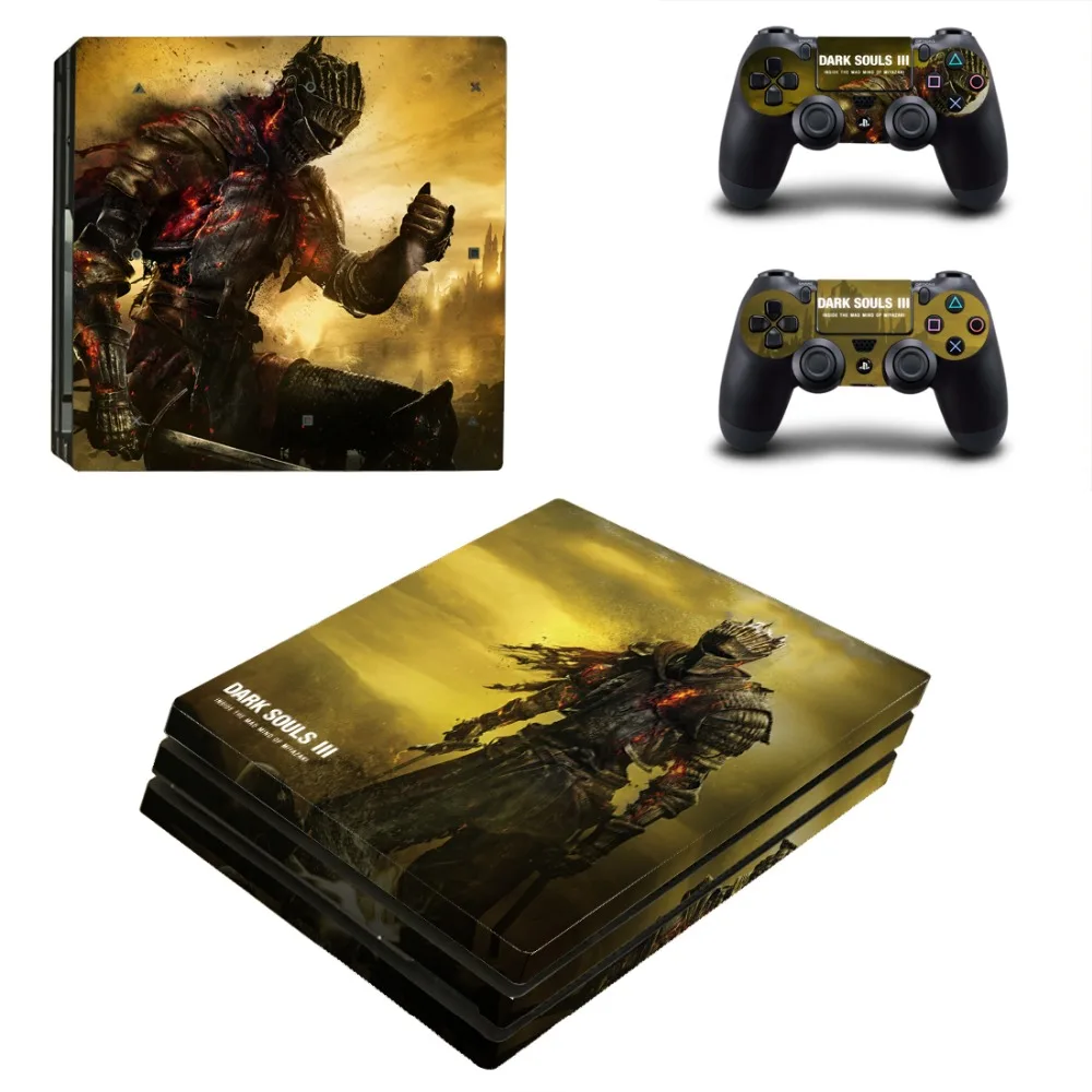 Наклейка на кожу Dark Souls PS4 Pro для консоли PlayStation 4 и 2 контроллера виниловая наклейка