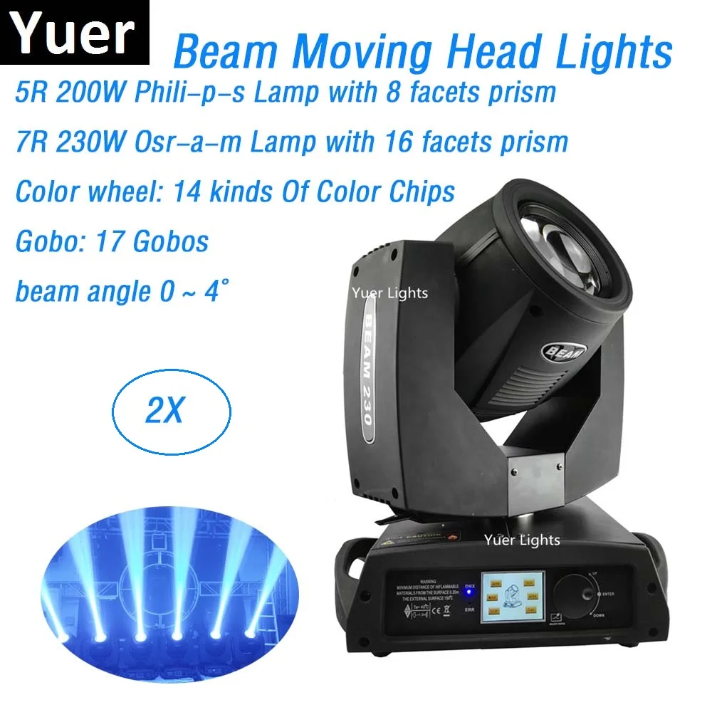 

2Pcs/Lot Sharpy Beam Moving Head Lights Beam 230W Beam 7R Osram Lamp Moving Head Gobo Lights IP20 With Flightcase Packing