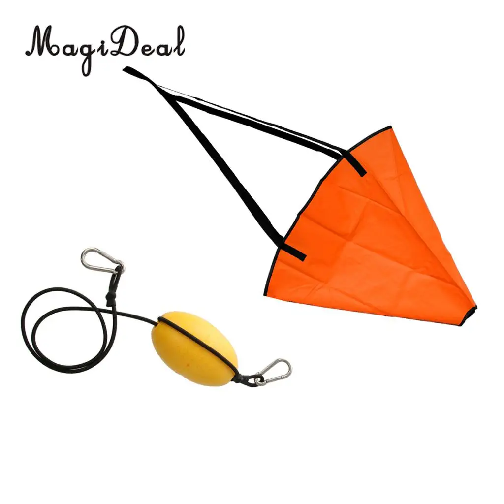 MagiDeal Large 32' Orange PVC Sea Anchor Drogue Drift Chute Sock Fits Marine Boat Up To 20'/6m + 29' Kayak Tow Rope Throw Line