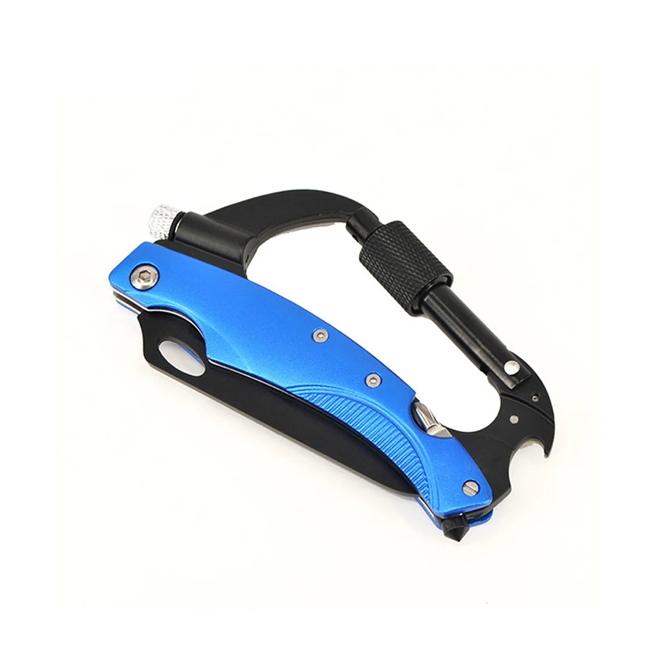 

outdoor D type carabiner Camping knife equipment folding knife Wild survival multi-function folding knife self-defense outdoor