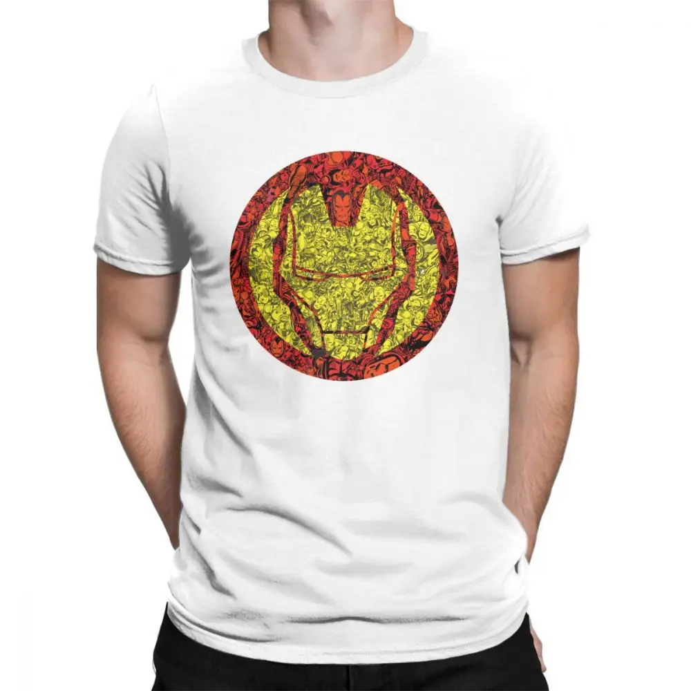Iron Man Comic Patterned Icon Marvel Superhero T Shirts Men Party Clothes Fashion T-Shirts Crew Neck 100% Cotton Tee Shirt