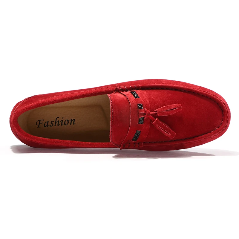 2018 Mocassins En Sur Chaussures Décontracté Avec De Slip Cuir Black Daim Hommes khaki gray red Gland Clip Modelage rvfxBrw