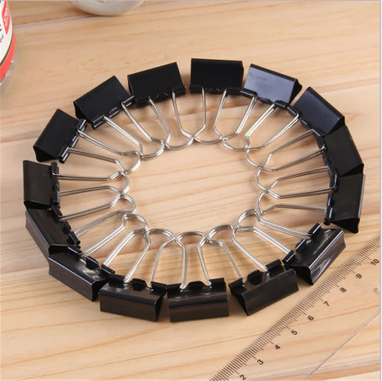 

1200 pcs Office Files Documents Metal Black Binder Clips 25mm Width
