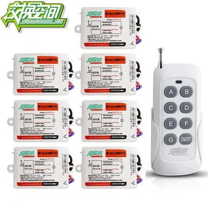 

JD211A1N7 Hesunse Seven Ways Digital RF Wireless Remote Control Switch 220V 7Ch Receivers And 1 Transmitter 110V 433mhz