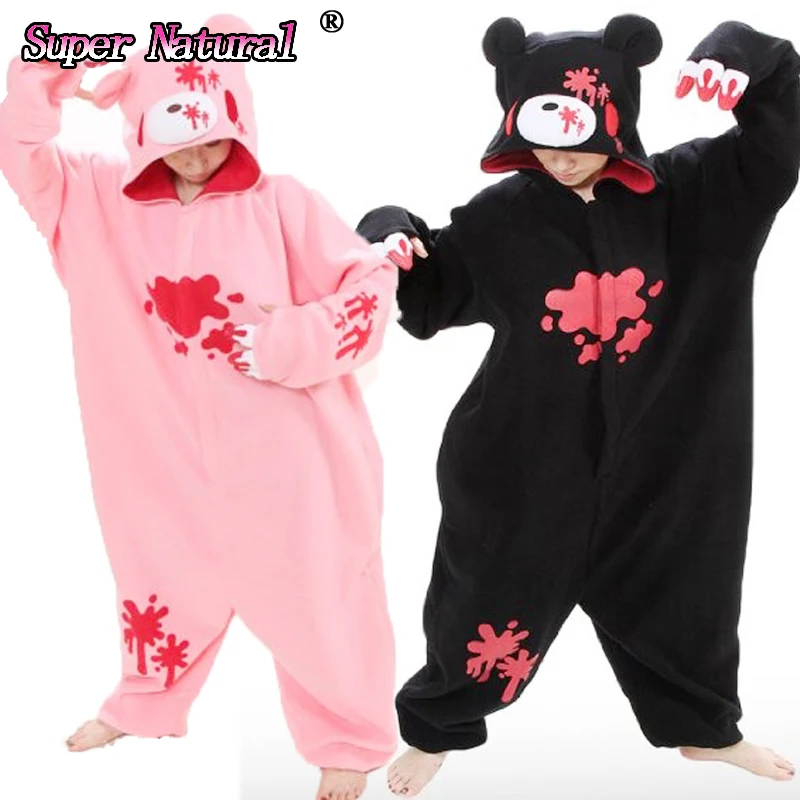 HKSNG взрослых хмурый Медведь пижамы розовый черный медведь кигуруми комбинезоны флис животных женщин Хэллоуин вечерние костюм жирафа Пижама Kig