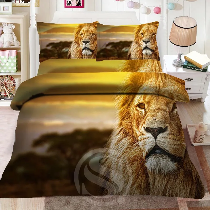 T&amp9 Custom The grass in the sunset of lion 4 PCS /set bedding set wedding DIY for bedroom FREE SHIPPING F801&ampo9 | Дом и сад