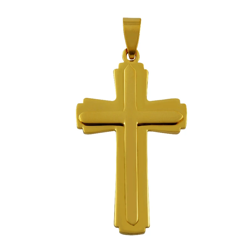 D&Z Vintage Jesus Cross Pendant Necklace Gold Chain Stainless Steel