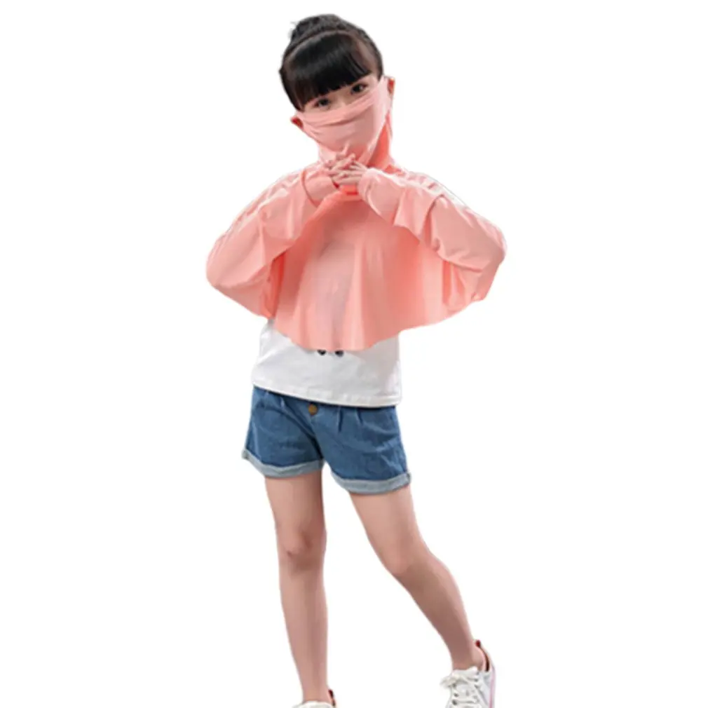 Модели для родителей и детей, Женская шаль от солнца, одежда с длинными рукавами, весенне-летний детский УФ-зонт с рисунком с обратной стороны, маска для шеи