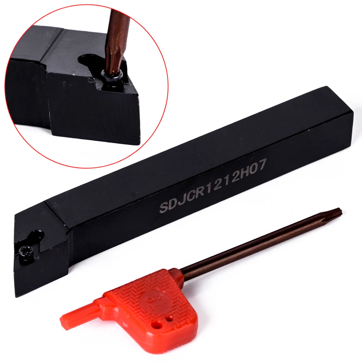10pcs DCMT070204 Carbide Insert + 4pcs 12mm Lathe Boring Bar + 4pcs Wrench Practical CNC Turning Tool
