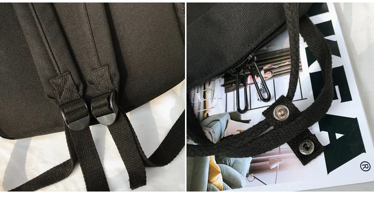 Menghuo Women Canvas Backpacks High Quality Cartoon Printed School Bag for Teenagers Girls Laptop Backpack Solid Travel Backpack_37