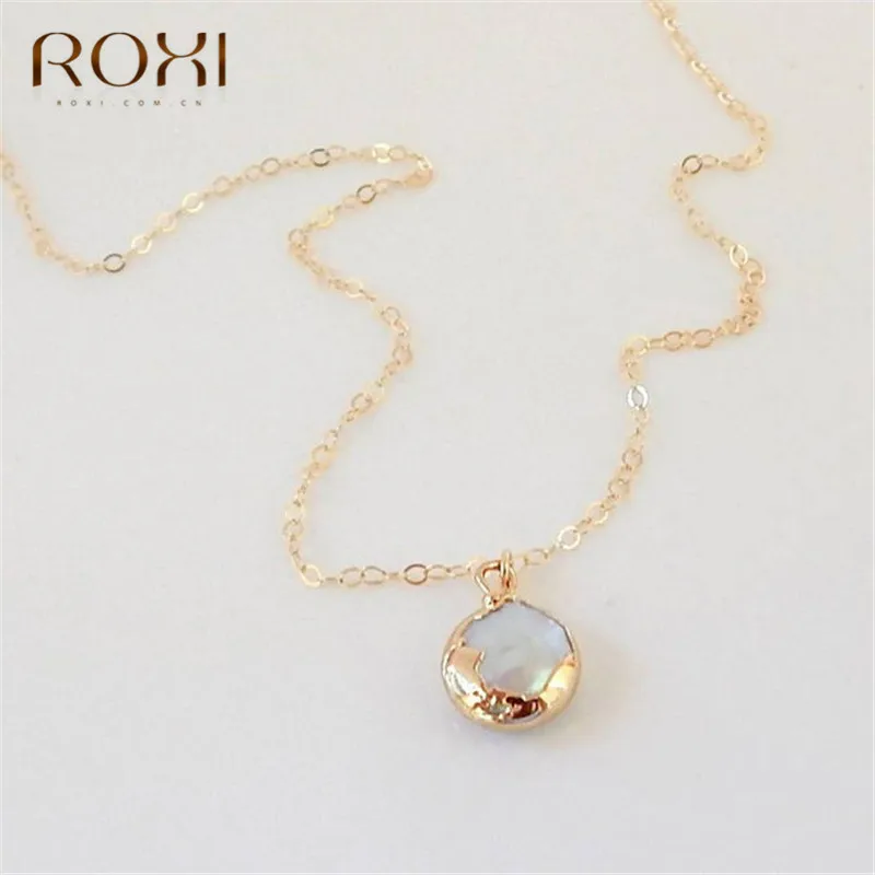 ROXI круглое жемчужное ожерелье для женщин настоящая Подвеска из натурального пресноводного жемчуга ожерелье модное эффектное ожерелье Свадебные украшения