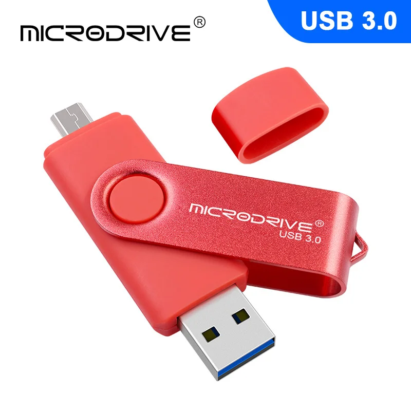 Горячая OTG 2 в 1 Флешка 16 Гб USB Флешка 32 Гб внешний накопитель 64 Гб USB 3,0 флеш-карта памяти - Цвет: Красный