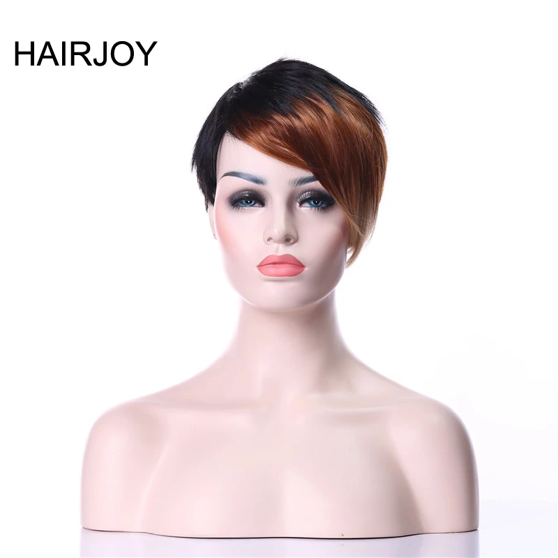 Goede HAIRJOY Kleurrijke Pony Korte Rechte Hittebestendige Synthetisch Haar Vrouw Party Cosplay Pruik 8 Kleuren Beschikbaar Gratis Verzending