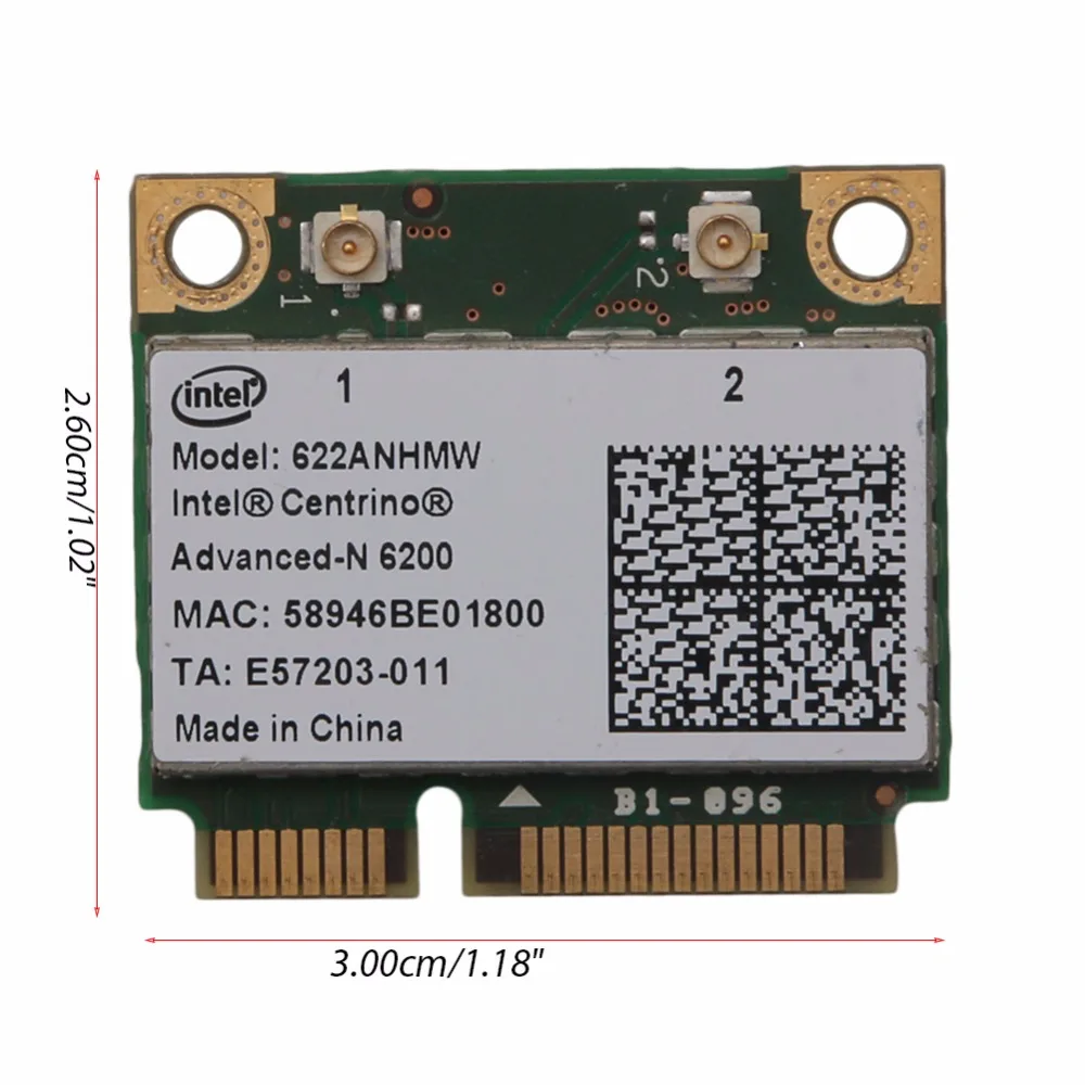 Планшет-Intel Half 622AN 6200 Mini карта pci-e 300 Мбит/с для DELL acer Gateway notebook Hot