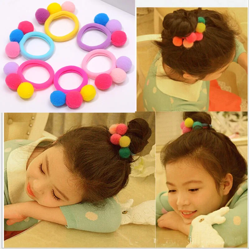 2018Hot Sale Cute Korean 3Balls Elastics Hair Holders Bands Gum Fashion