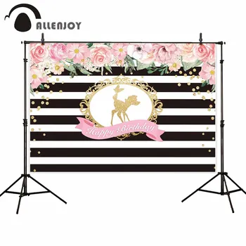 

Allenjoy children backdrops birthday party deer butterfly flower fairy tale custom stripe background photo studio photocall new