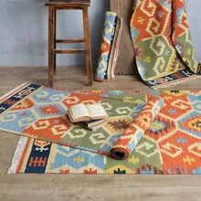 Килим шерсть ручной работы ковер геометрический индийский плед полосатый современный коврик дизайн богемный скандинавский стиль