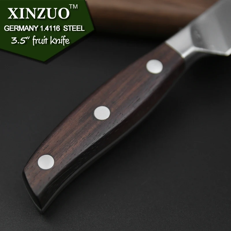 XINZUO 3.5 inch Paring Knife GERMAN DIN 1.4116 Stainless Steel Kitchen Knife Rosewood Handle Fruit Peeler Knives Kitchen Tackle