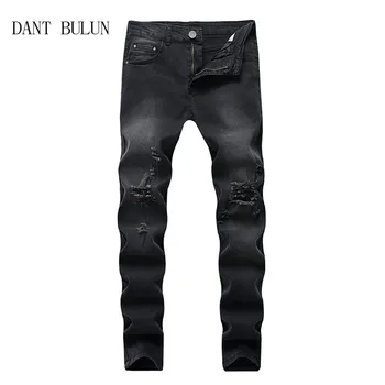 

2020 Black Ripped Jeans Men Slim Skinny Holes Biker Jeans Destroyed Mens Designer Jogger Pants Hip Hop Street Trousers
