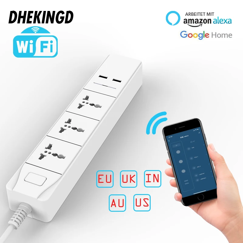 Умный сетевой фильтр с Wi Fi универсальная зарядная станция 3 розетками и 2 USB