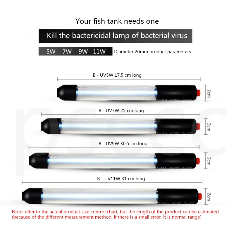 Водонепроницаемый УФ-светильник для аквариума, лампа для стерилизации 5 Вт/7 Вт/9 Вт/11 Вт/13 Вт, погружной Ультрафиолетовый стерилизатор для аквариума, пруда, аквариума