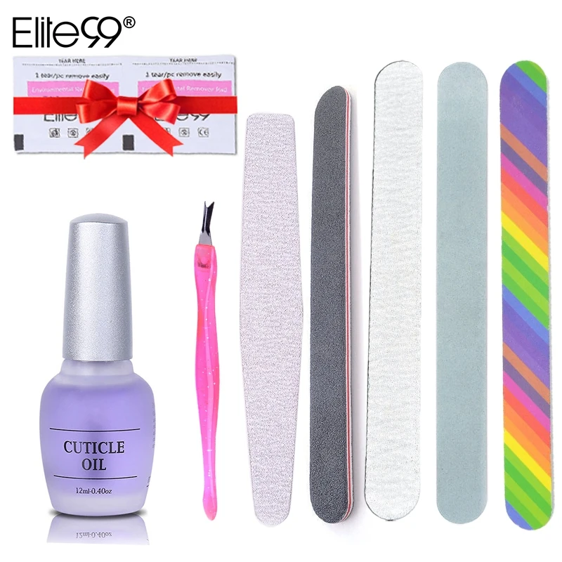 Elite99 7pcs/Lot Nail Art Tools Set Cuticle Pusher Nail Sanding Files