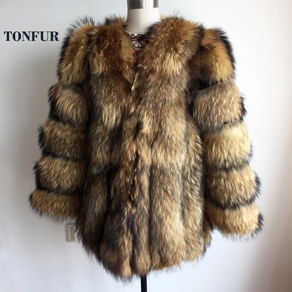 Buy Luxury Big Whole Fox Fur Thick Warm Coat With