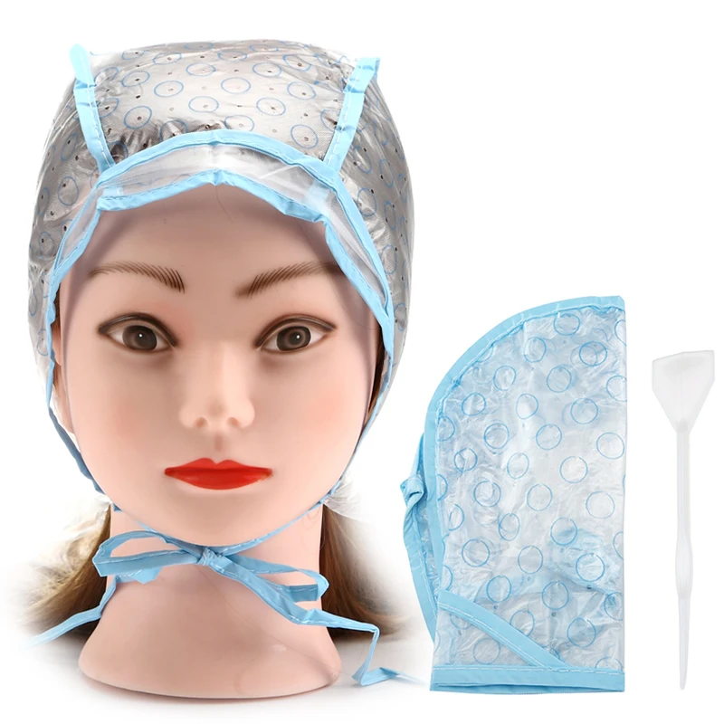 2pcs/set Hair Dyeing Cap + Hook Brush Coloring Highlighting Tinting