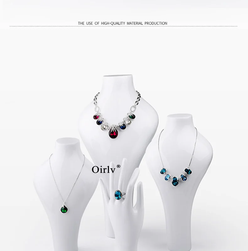 Oirlv White Resin Hand Rack Jewelry Organizer Shape Ring Braclet Necklace Display Holder (3)