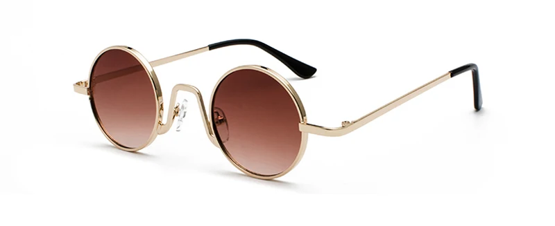 Peekaboo ретро маленькие круглые солнцезащитные очки женские черные и золотые металлические Круглые Солнцезащитные очки для мужчин винтажные uv400 - Цвет линз: gold with brown