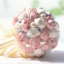 Шикарный украшенный бусами Кристальный Свадебный букет Искусственный сапфир цвета слоновой кости розы невесты цветок жемчуг свадебные букеты