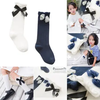 

New Baby Kids Girls Stocking Infant Knee High Bow Solid Cotton Leg Warm Leggings Hosiery