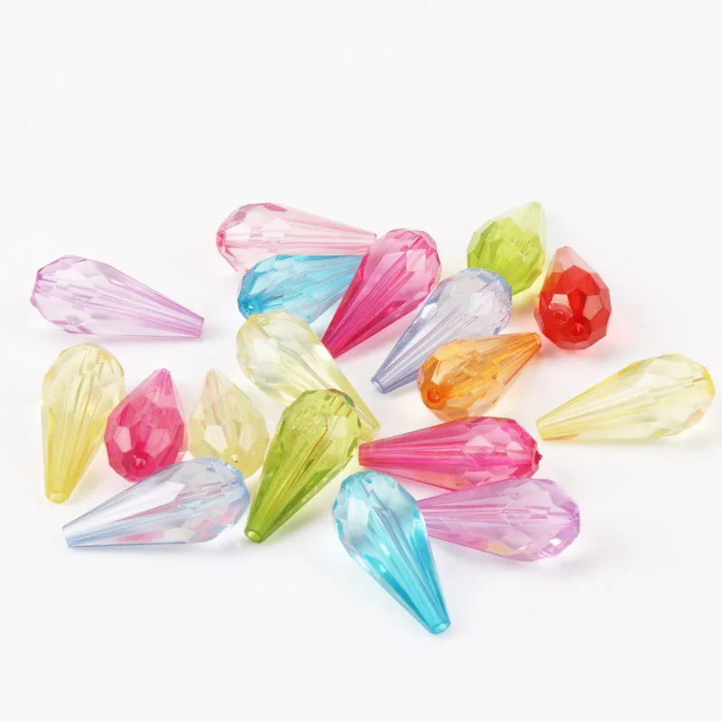 

Mixed Transparent Waterdrop Faceted Charms Acrylic Beads Fit Jewelry Jewelry Pendants Handmade DIY Accessory 24x11mm 60pcs