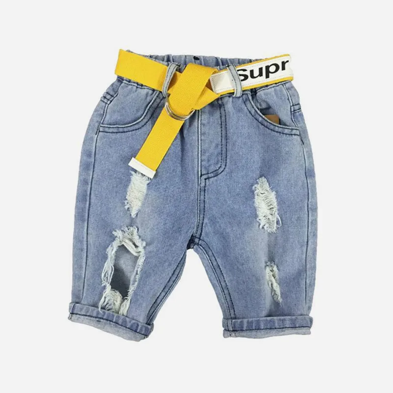 

2019 children boys summer short jeans Kids casual distressed denim shorts pants with belt for Boys 3-8 years !