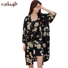 Fdfklak сексуальное ночное белье 2 шт. весна лето черное белье с цветочным узором комплект пижам для женщин комплект одежды для сна женский Шелковый костюм для дома Q918