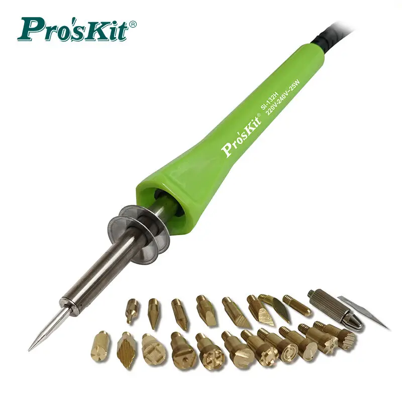 

Pro'skit 21PCS Wood Burning Pen Set Wood Burning Soldering Iron Chiseled Tips Blade PyrographyTool Woodburning Soldering Pen Kit